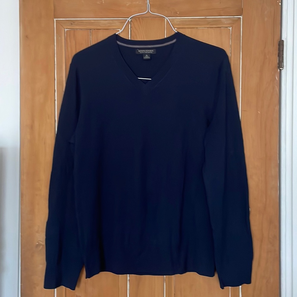 Banana Republic navy light weight extra fine merino wool sweater.
